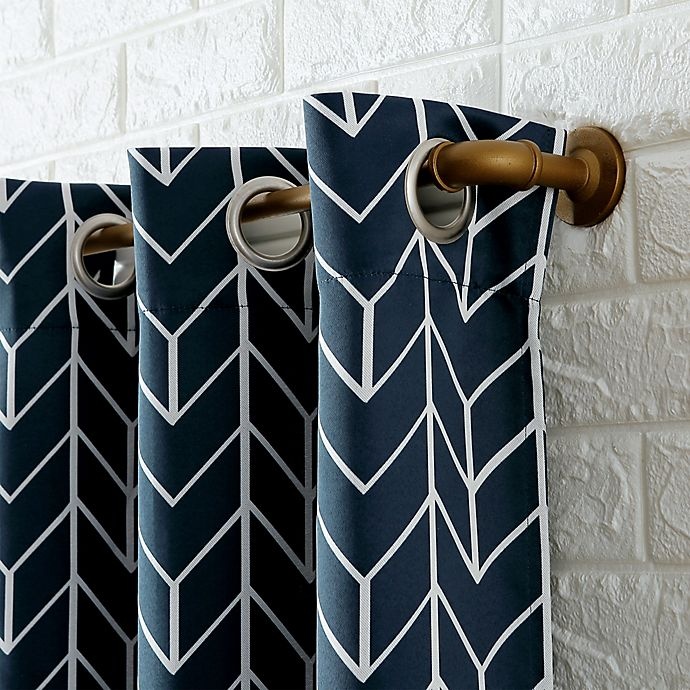 slide 3 of 8, Sun Zero Kenwood Chevron Room Darkening Window Curtain Panel - Navy, 63 in