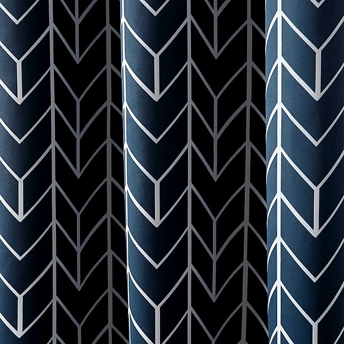 slide 4 of 8, Sun Zero Kenwood Chevron Room Darkening Window Curtain Panel - Navy, 63 in