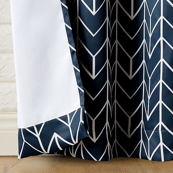 slide 5 of 8, Sun Zero Kenwood Chevron Room Darkening Window Curtain Panel - Navy, 63 in