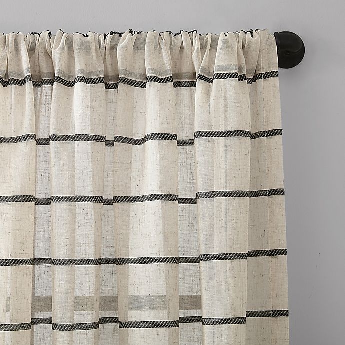 slide 4 of 8, Clean Window Twill Stripe Anti-Dust Semi-Sheer Rod Pocket Curtain PanelÂ - Black/Linen, 84 in