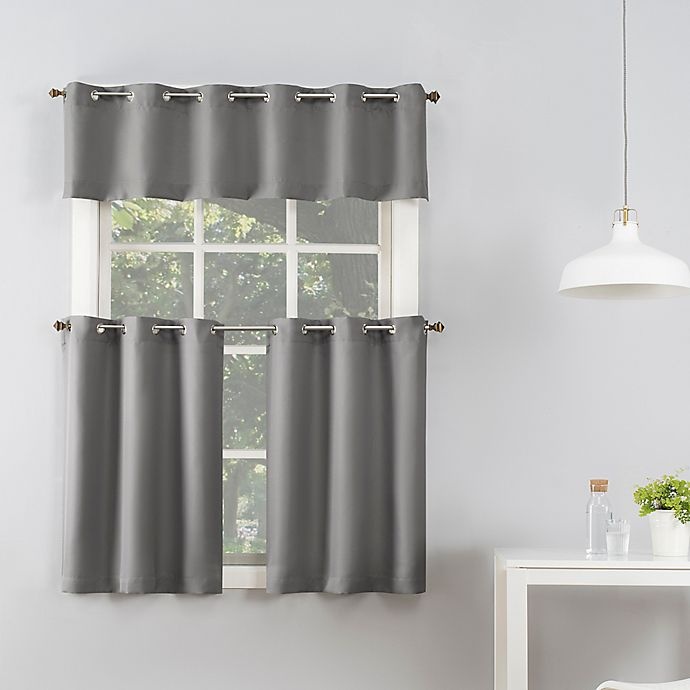 slide 3 of 8, No. 918 No.918 Dylan Casual Textured 3-piece Kitchen Curtain Valance and Tier Set - Gray, 36 in