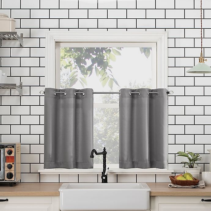 slide 5 of 8, No. 918 No.918 Dylan Casual Textured 3-piece Kitchen Curtain Valance and Tier Set - Gray, 36 in