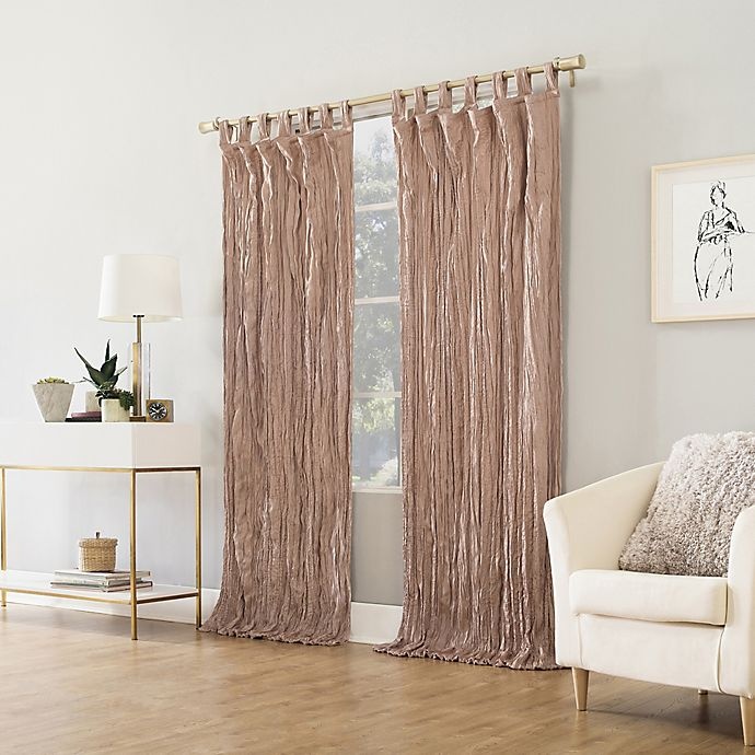 slide 5 of 5, No. 918 No.918 Odelia Distressed Velvet Semi-Sheer Tab Top Window Curtain Panel - Blush, 95 in