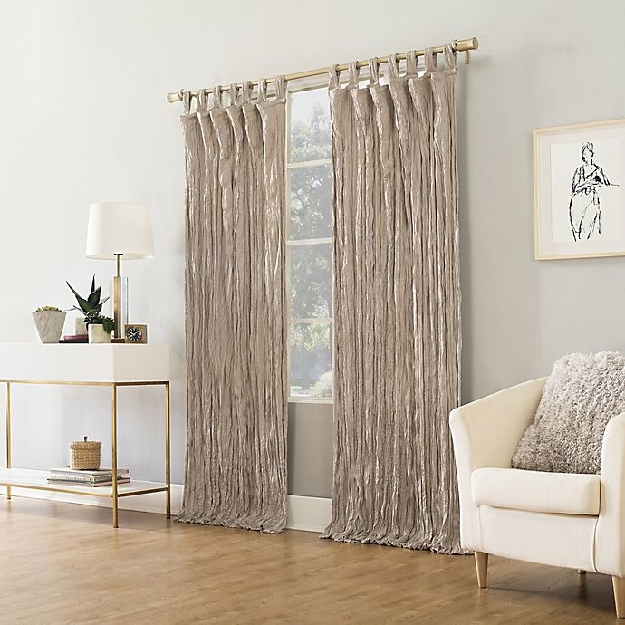 slide 5 of 5, No. 918 No.918 Odelia Distressed Velvet Semi-Sheer Tab Top Window Curtain Panel - Stone, 95 in