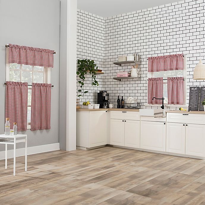 slide 7 of 9, No. 918 No.918 Parkham Farmhouse Plaid 3-Piece Kitchen Curtain Valance and Tier Set - Red, 24 in