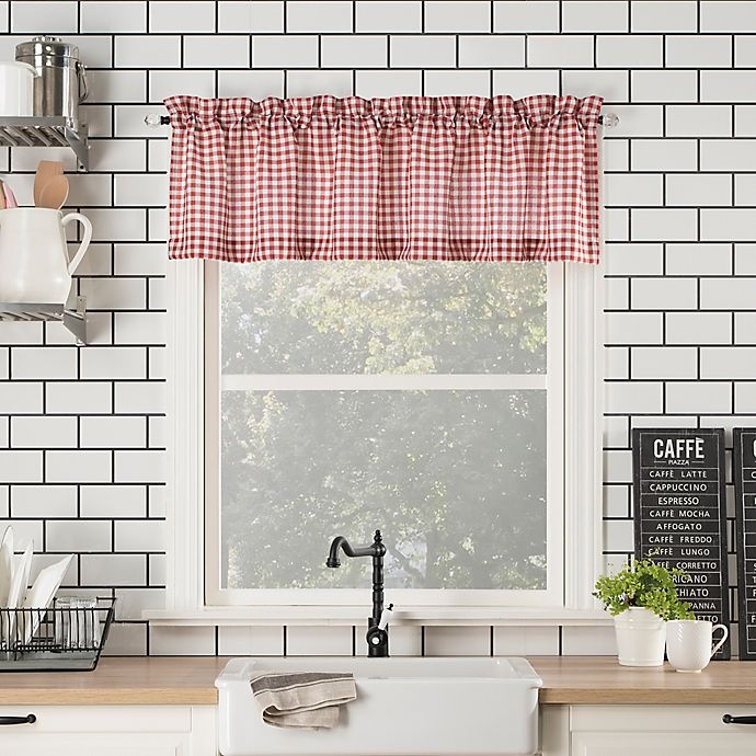 slide 9 of 9, No. 918 No.918 Parkham Farmhouse Plaid 3-Piece Kitchen Curtain Valance and Tier Set - Red, 24 in