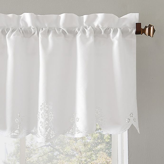 slide 2 of 5, No. 918 No.918 Mariela Floral Trim Rod Pocket Kitchen Curtain Valance - White, 14 in