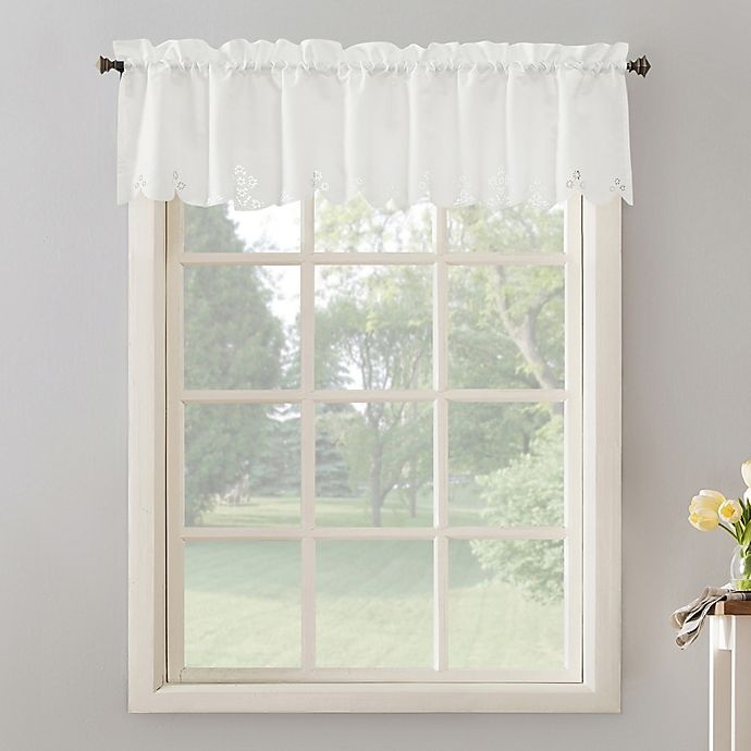 slide 1 of 5, No. 918 No.918 Mariela Floral Trim Rod Pocket Kitchen Curtain Valance - White, 14 in