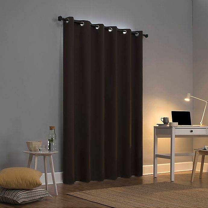 slide 2 of 10, Sun Zero Cyrus Thermal Total Blackout Grommet Window Curtain Panel - Cocoa, 63 in