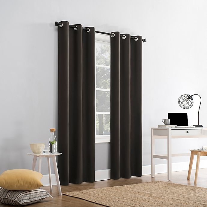 slide 5 of 10, Sun Zero Cyrus Thermal Total Blackout Grommet Window Curtain Panel - Cocoa, 63 in