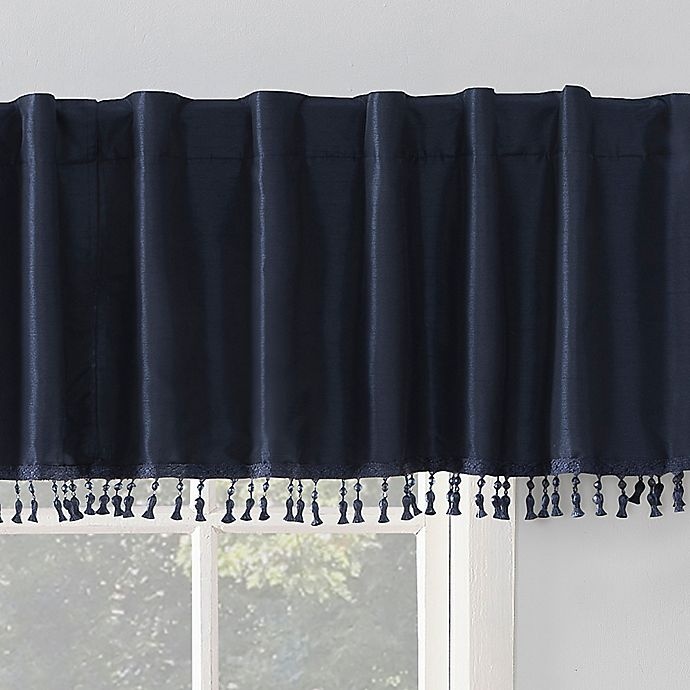 slide 2 of 8, Sun Zero Evelina Backtab Curtain Valance - Navy, 17 in