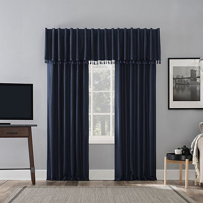 slide 8 of 8, Sun Zero Evelina Backtab Curtain Valance - Navy, 17 in