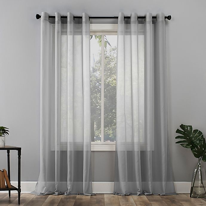 slide 1 of 5, No. 918 Emily Grommet Window Curtain Panel - Silver Grey, 84 in