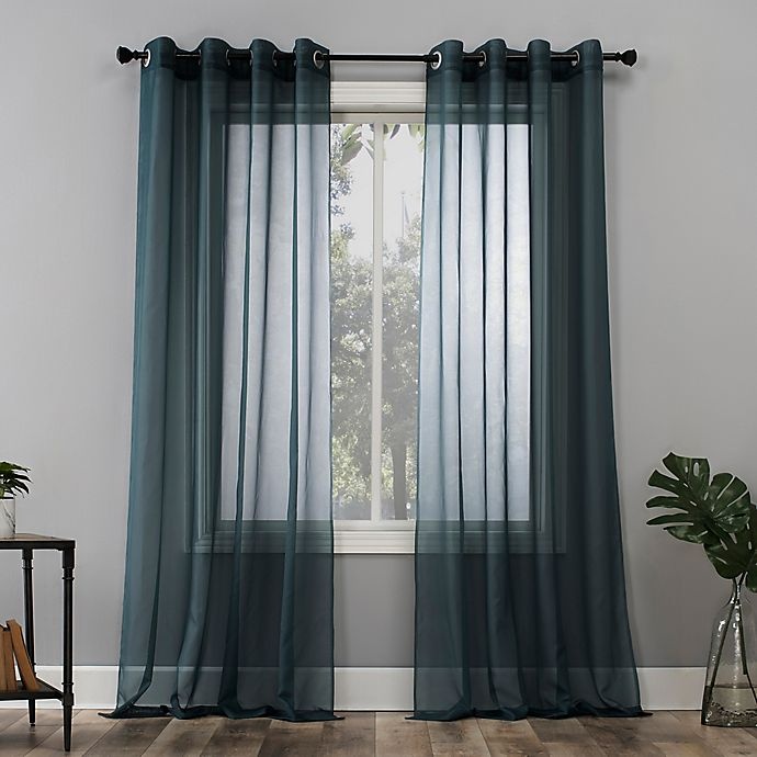 slide 1 of 5, No. 918 Emily Grommet Window Curtain Panel - Teal, 84 in