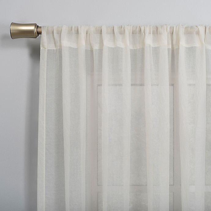 slide 2 of 5, No. 918 Lourdes Crushed Texture Semi-Sheer Rod Pocket Window Curtain Panel - Cream, 95 in