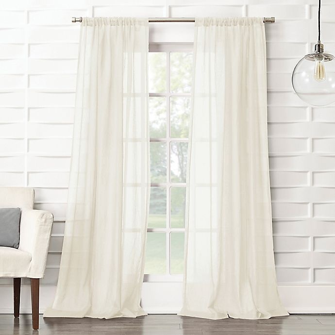 slide 1 of 5, No. 918 Lourdes Crushed Texture Semi-Sheer Rod Pocket Window Curtain Panel - Cream, 95 in