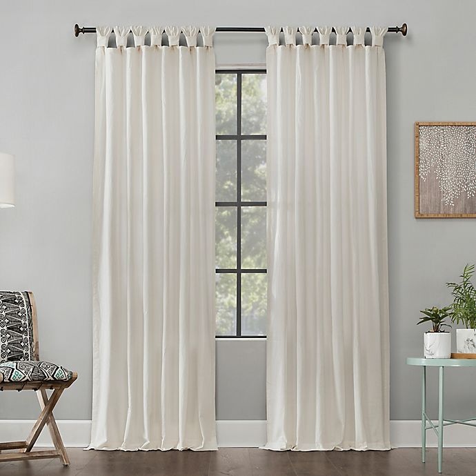 slide 1 of 7, Archaeo Washed Cotton Twist Tab Window Curtain - Ivory, 63 in