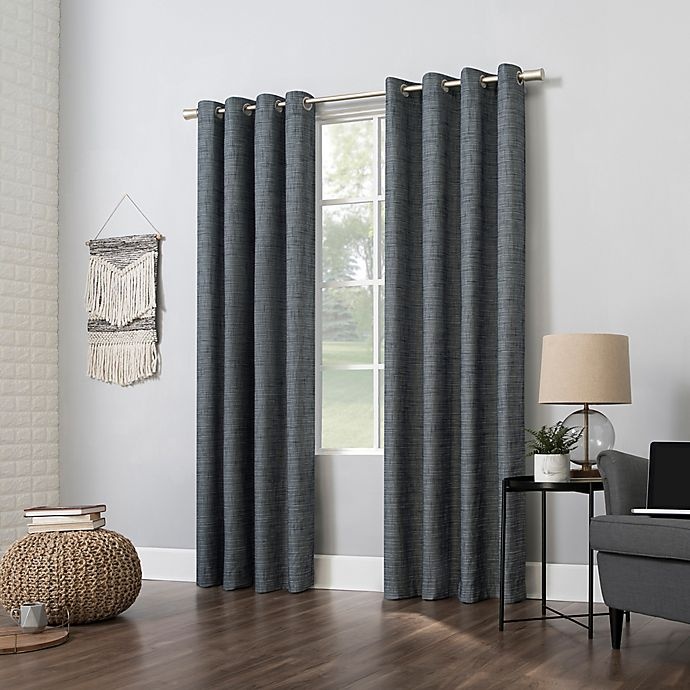 slide 7 of 9, Sun Zero Kline Grommet Curtain - Blue, 96 in