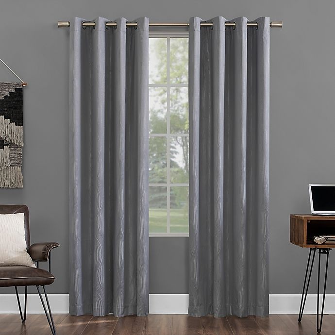 slide 1 of 9, Sun Zero Beck Grommet Curtain - Silver Grey, 63 in