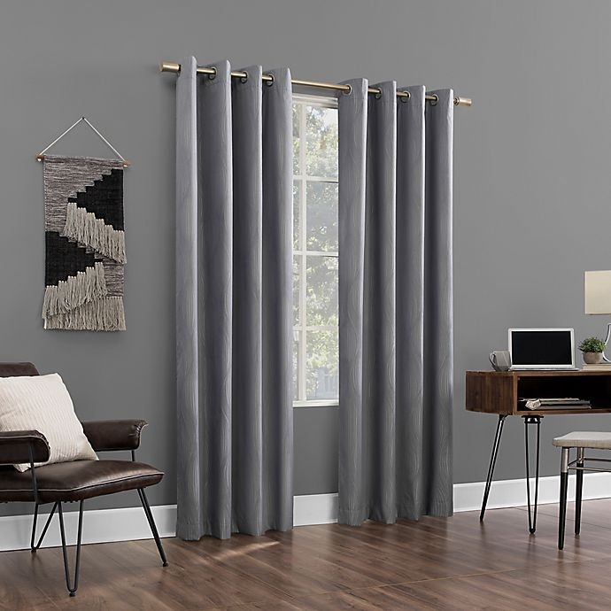 slide 7 of 9, Sun Zero Beck Grommet Curtain - Silver Grey, 63 in