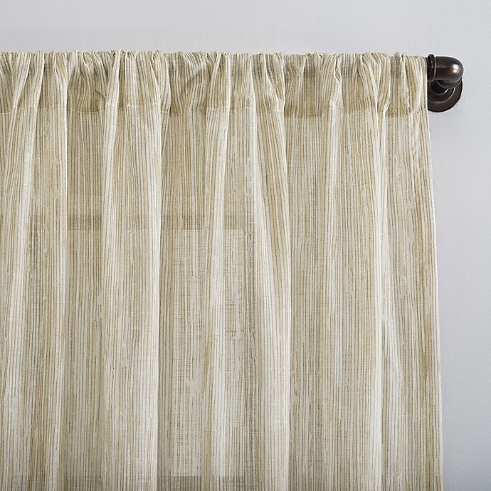 slide 2 of 6, Archaeo Bamboo Stripe Cotton Sheer Window Curtain - Linen, 96 in