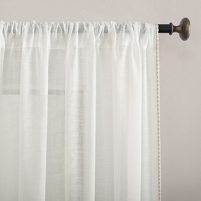 slide 3 of 7, Archaeo Border Cotton Blend Sheer Window Curtain - White, 96 in