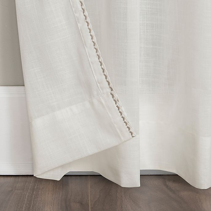 slide 5 of 7, Archaeo Border Cotton Blend Sheer Window Curtain - White, 96 in