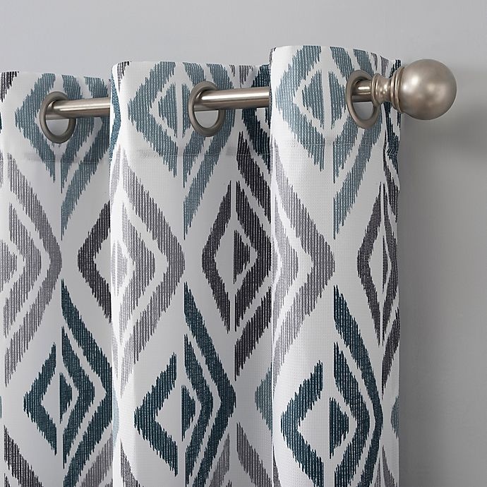 slide 2 of 5, No. 918 No.918 Hana Ikat Geometric Grommet Window Curtain Panel - Teal, 95 in