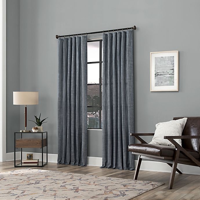 slide 5 of 7, Scott Living Delton Stonewashed Cotton Semi-Sheer Ring Top Window Curtain - Denim Blue, 84 in