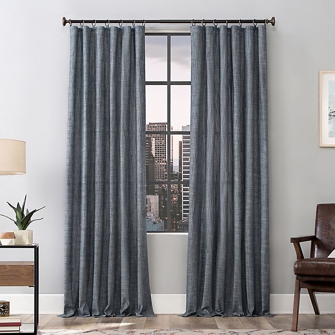 slide 1 of 7, Scott Living Delton Stonewashed Cotton Semi-Sheer Ring Top Window Curtain - Denim Blue, 84 in