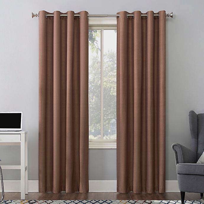 slide 1 of 8, Sun Zero Duran Grommet 100% Blackout Window Curtain Panel - Cedar, 63 in