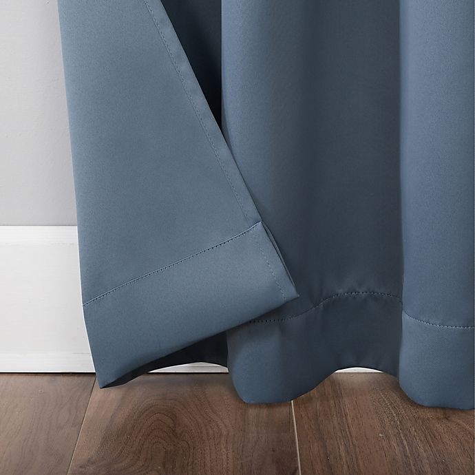 slide 4 of 8, Sun Zero Mariah Grommet Room Darkening Window Curtain Panel - Denim Blue, 63 in