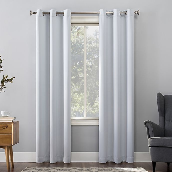 slide 1 of 8, Sun Zero Mariah Grommet Room Darkening Window Curtain Panel - Dove White, 108 in