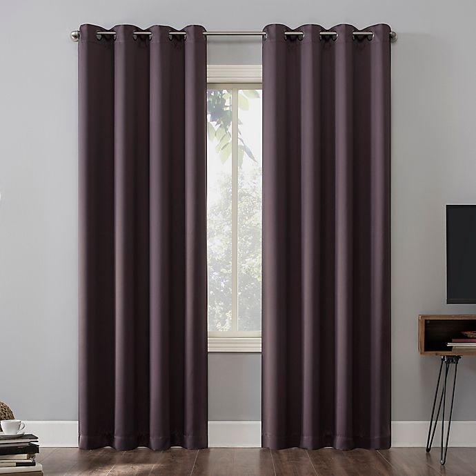 slide 1 of 2, Sun Zero Oslo Theater Grade Grommet 100% Blackout Window Curtain Panel - Fig, 63 in