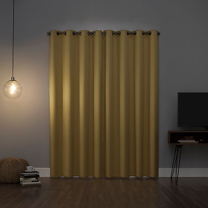 slide 2 of 5, Sun Zero Oslo Theater Grade Grommet 100% Blackout Curtain Panel - Flax Yellow, 63 in