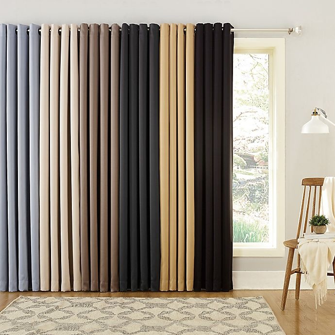 slide 9 of 11, Sun Zero Oslo Theater Grade Grommet 100% Blackout Window Curtain Panel - Stone, 108 in