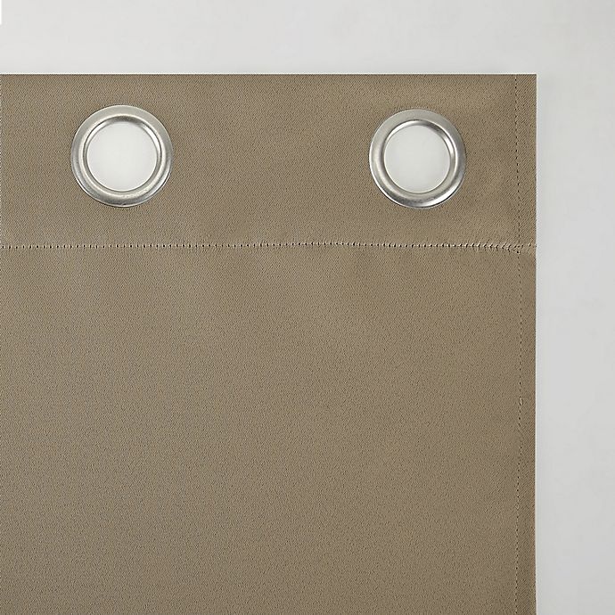 slide 7 of 8, Sun Zero Saxon Grommet Room Darkening Window Curtain Panel - Barley, 63 in