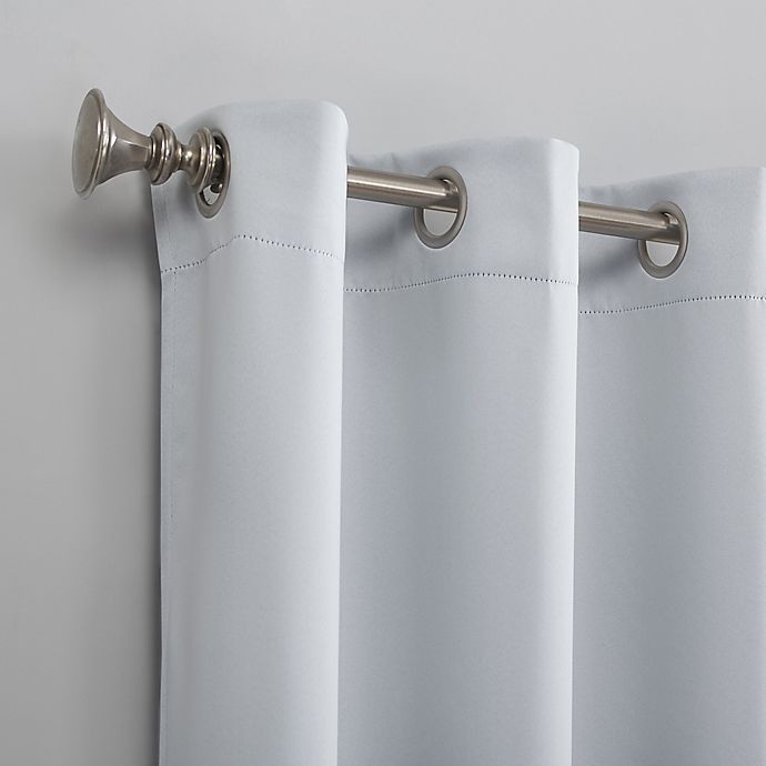 slide 2 of 7, Sun Zero Saxon Grommet Room Darkening Window Curtain Panel - Dove White, 63 in