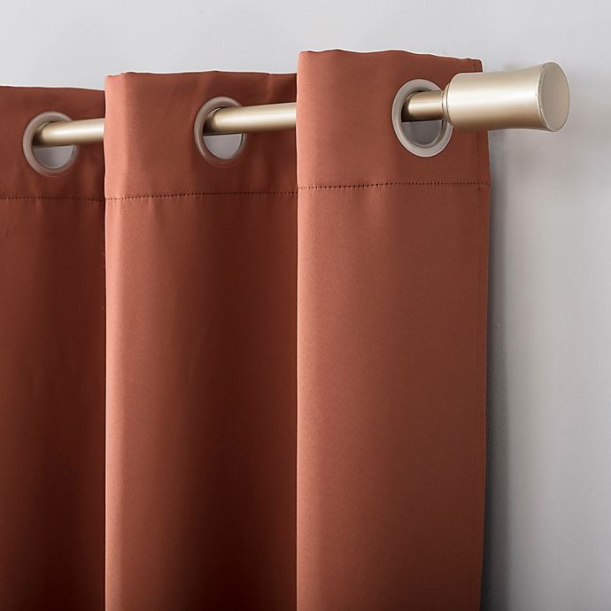 slide 2 of 8, Sun Zero Saxon Grommet Room Darkening Window Curtain Panel - Terracotta, 95 in