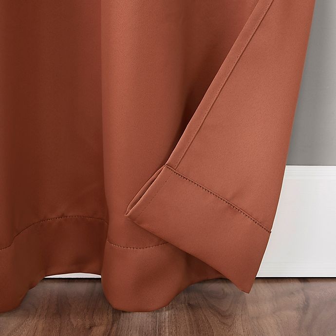 slide 4 of 8, Sun Zero Saxon Grommet Room Darkening Window Curtain Panel - Terracotta, 95 in