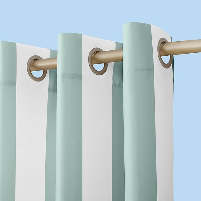 slide 4 of 6, Sun Zero Valencia Cabana Stripe Indoor/Outdoor Curtain Panel - Teal (Single), 108 in