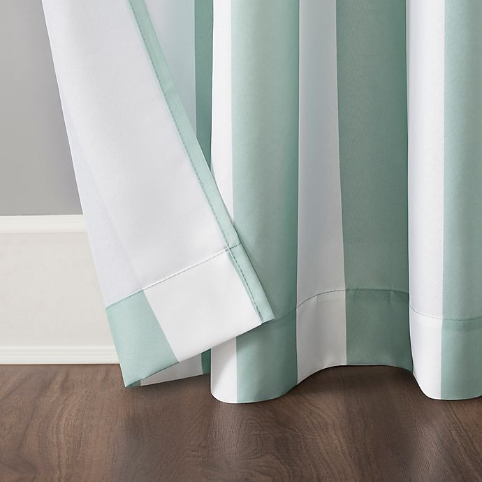 slide 2 of 6, Sun Zero Valencia Cabana Stripe Indoor/Outdoor Curtain Panel - Teal (Single), 108 in