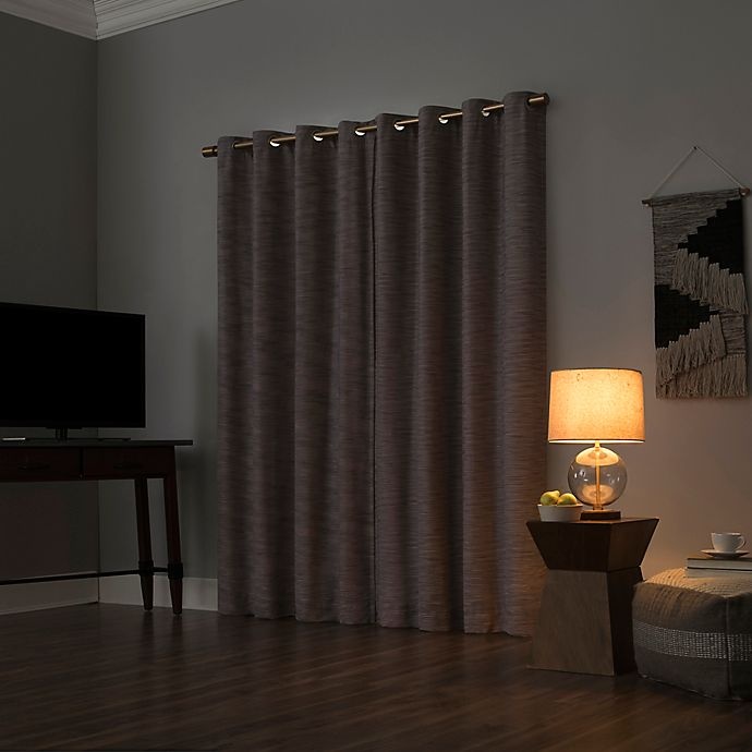 slide 7 of 9, Sun Zero Kamali Textured Strie Thermal Extreme Blackout Curtain - Fig (Single), 84 in