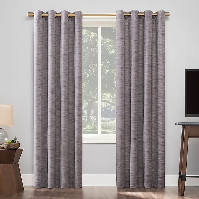 slide 1 of 9, Sun Zero Kamali Textured Strie Thermal Extreme Blackout Curtain - Fig (Single), 84 in