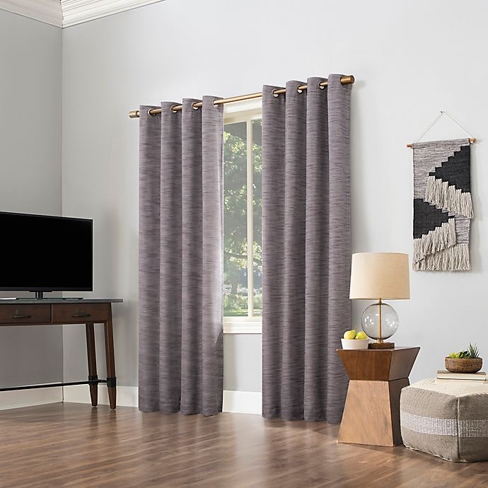 slide 6 of 9, Sun Zero Kamali Textured Strie Thermal Extreme Blackout Curtain - Fig (Single), 84 in