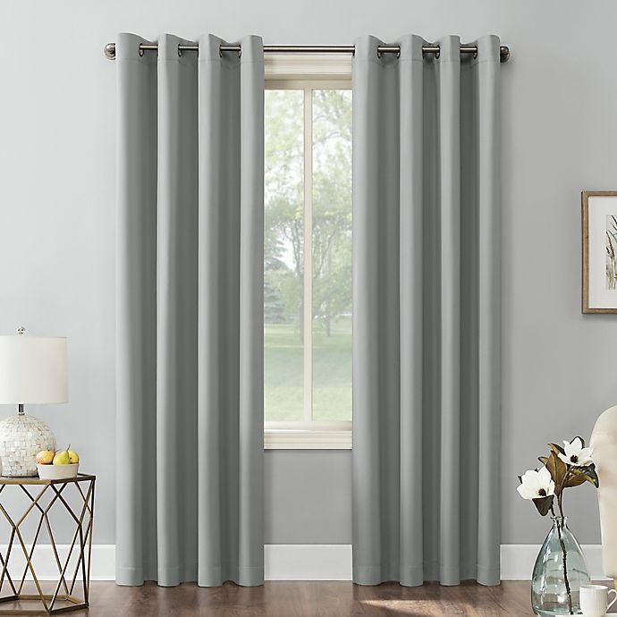 slide 1 of 8, Sun Zero Mariah Extra-Wide Room Darkening Grommet Patio Door Curtain Panel - Silver Gray, 84 in