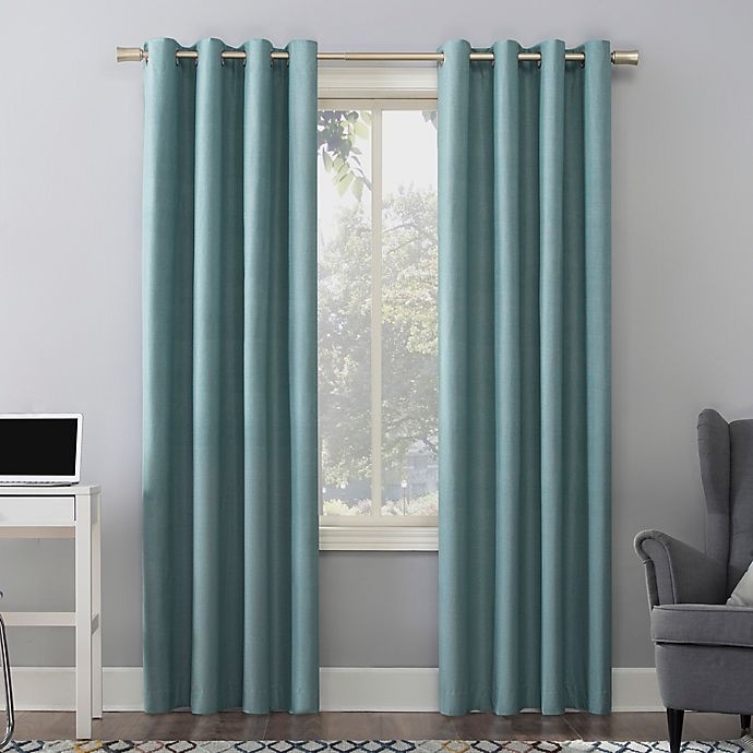 slide 1 of 8, Sun Zero Duran Grommet 100% Blackout Window Curtain Panel - Mineral, 63 in