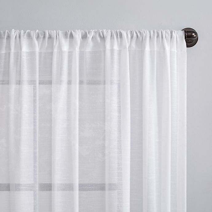 slide 2 of 7, Archaeo Slub Textured Rod Pocket Light Filtering Window Curtain Panel - White, 95 in