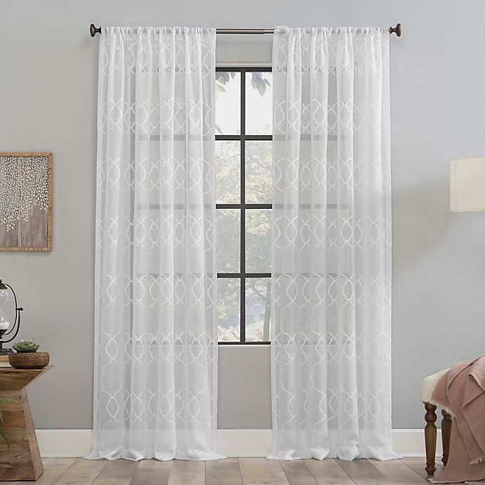 slide 1 of 1, Clean Window Embroidered Trellis Anti-Dust Sheer Curtain Panel - White (Single), 84 in