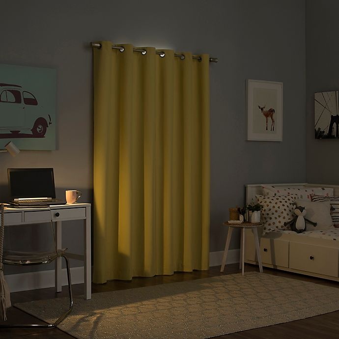 slide 5 of 9, Sun Zero Harper Bright Vibes Total Blackout Grommet Window Curtain - Sunflower Yellow, 63 in